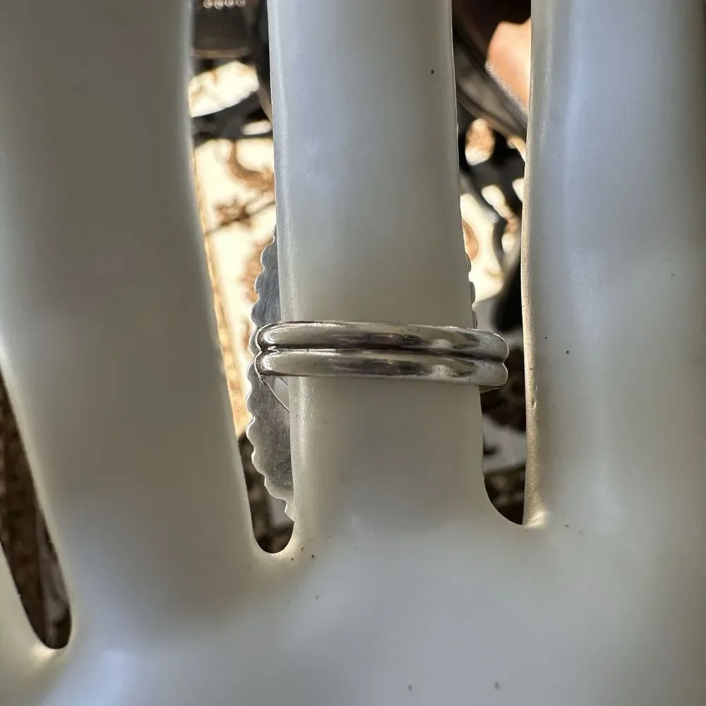 VTG Navajo James Shay Ring Wild Horse Stone Size 8.5 Sterling Silver Floral 9.9g